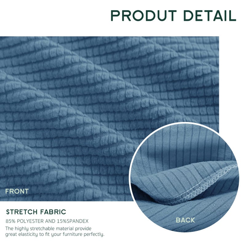 Hokway Stretch Couch Cushion Slipcovers Reversible Cushion Replacement Slipcovers Sofa Cushion Covers(Denim Blue, 3) - Image 2